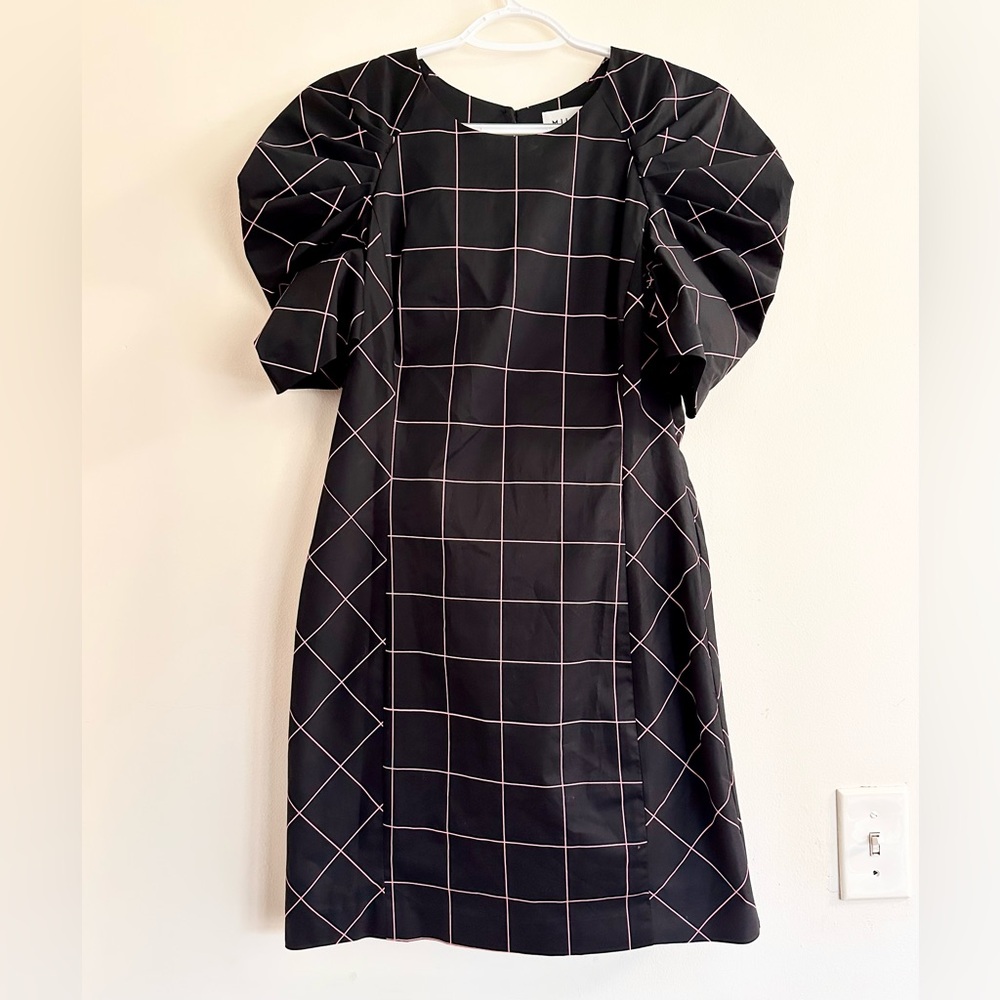 MILLY Aria dress in black & pink window-pane plaid size 6 - Picture 10 of 11